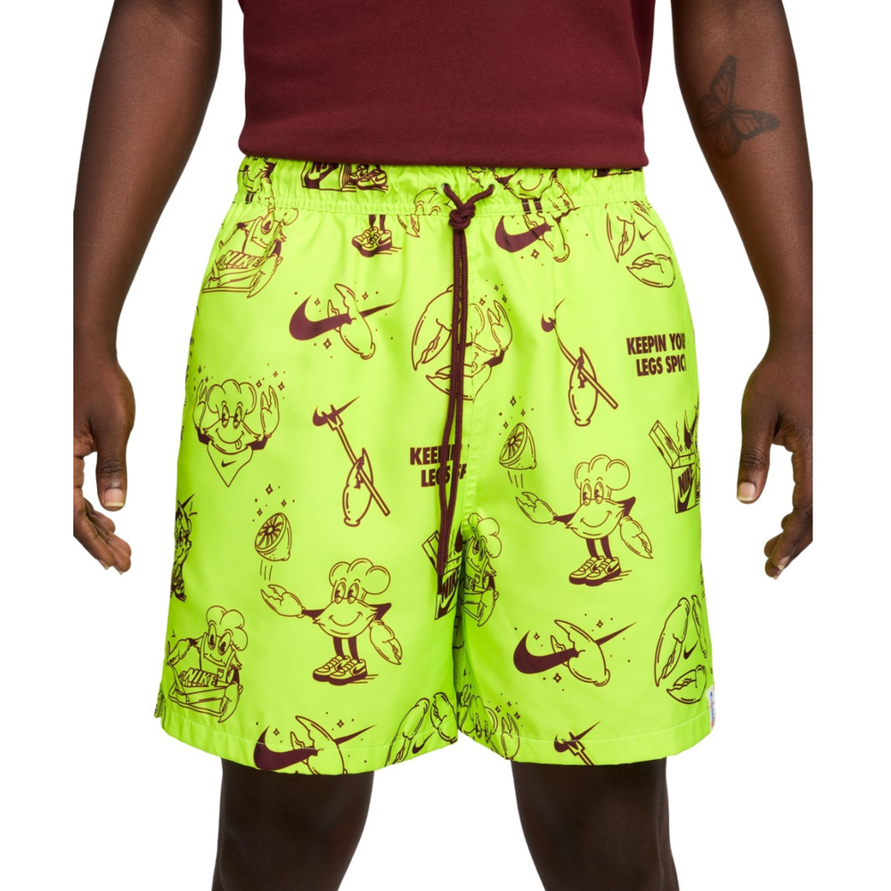 Nike Men Club Woven Printed 6" Shorts Volt Size S